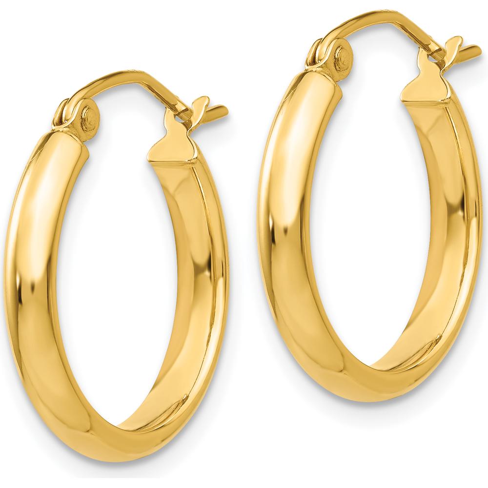 14K Yellow Gold Polished Hoop Earrings - 18mm Diameter by 0