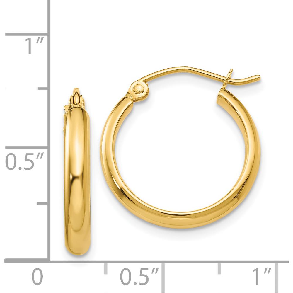 14K Yellow Gold Polished Hoop Earrings - 18mm Diameter by 0