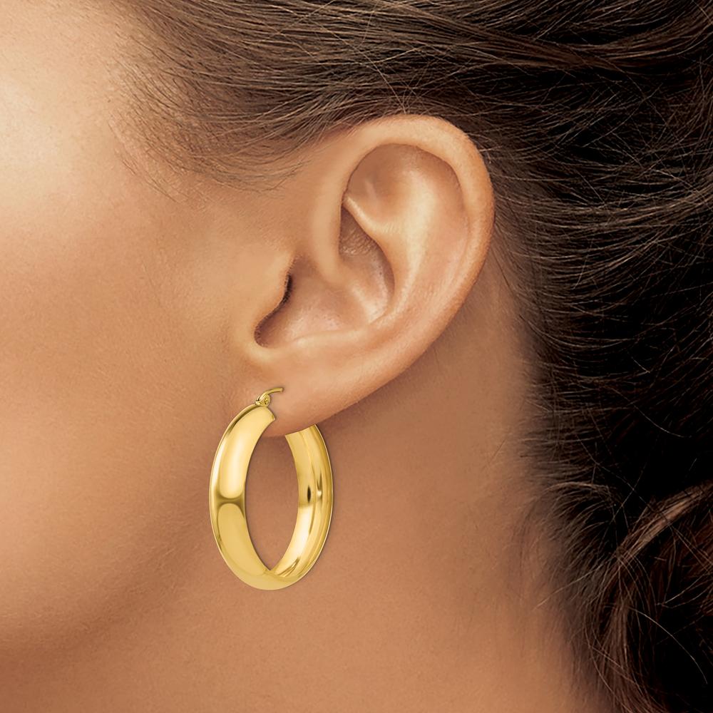 14K Yellow Gold Polished Hoop Earrings - 18mm Length by 0
