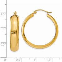 14K Yellow Gold Polished Hoop Earrings - 18mm Length by 0