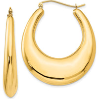 14K Yellow Gold Polished Hoop Earrings - 22mm Length by 0