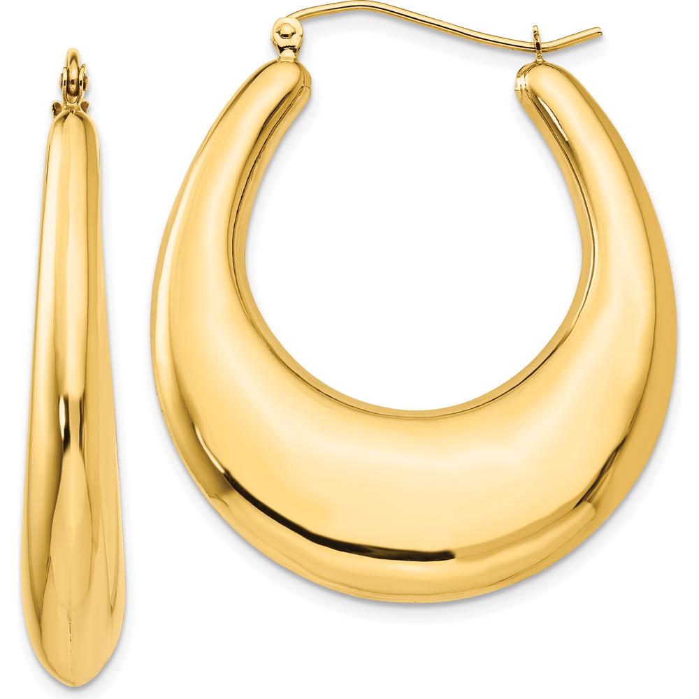 14K Yellow Gold Polished Hoop Earrings - 22mm Length by 0