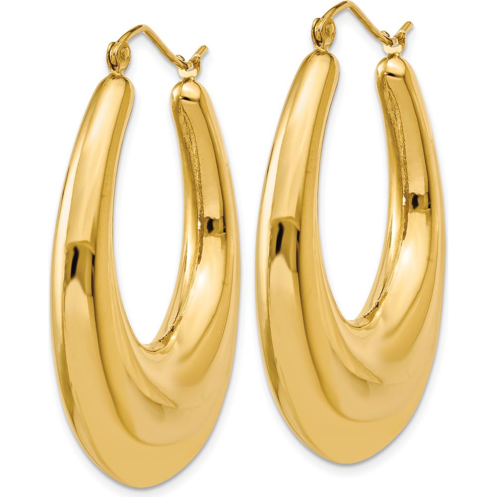 14K Yellow Gold Polished Hoop Earrings - 22mm Length by 0