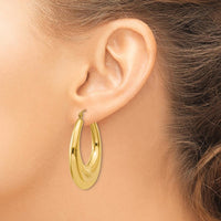 14K Yellow Gold Polished Hoop Earrings - 22mm Length by 0