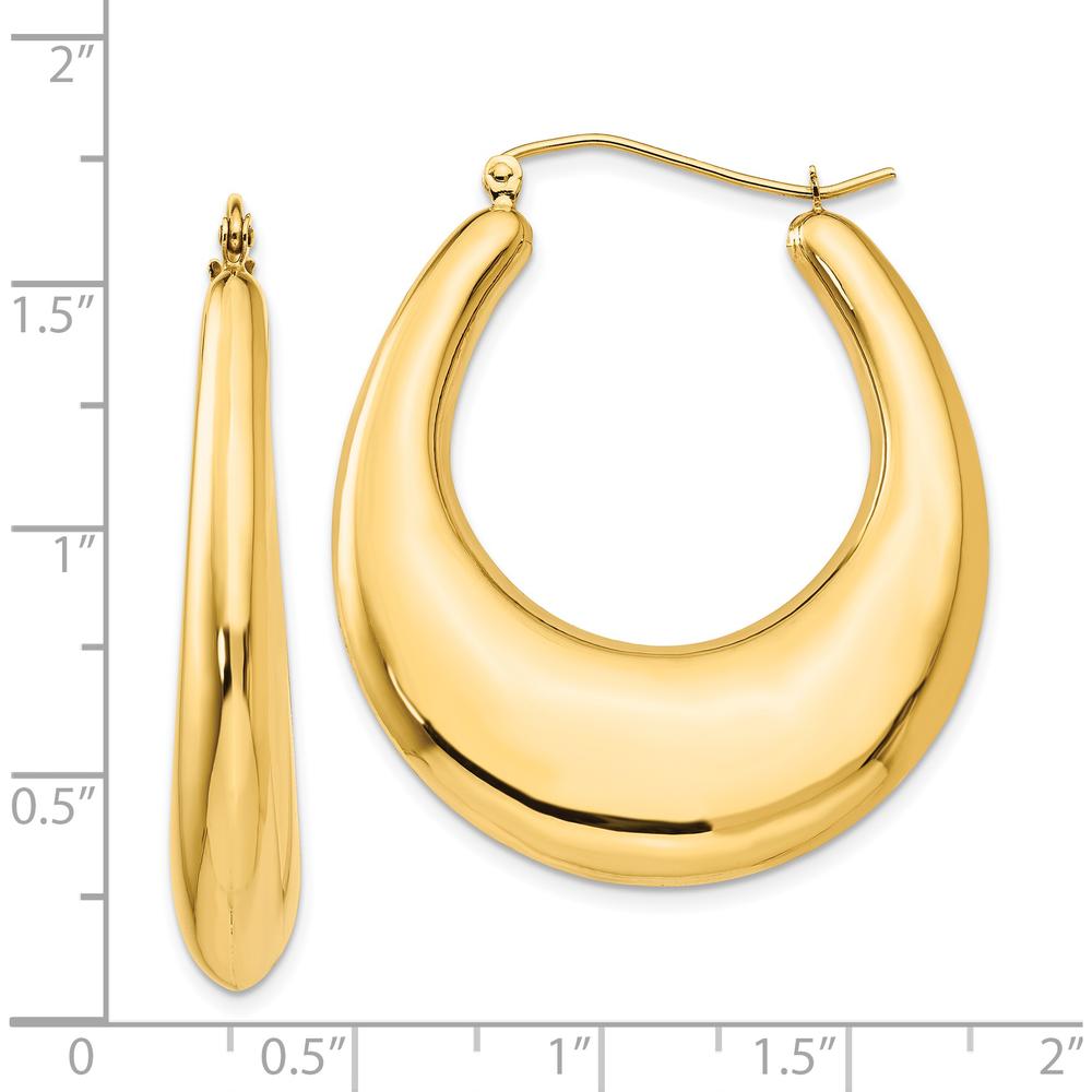 14K Yellow Gold Polished Hoop Earrings - 22mm Length by 0