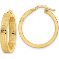 14K Yellow Gold Polished Hoop Earrings - 24.25mm Length, 4mm Thickness by 0