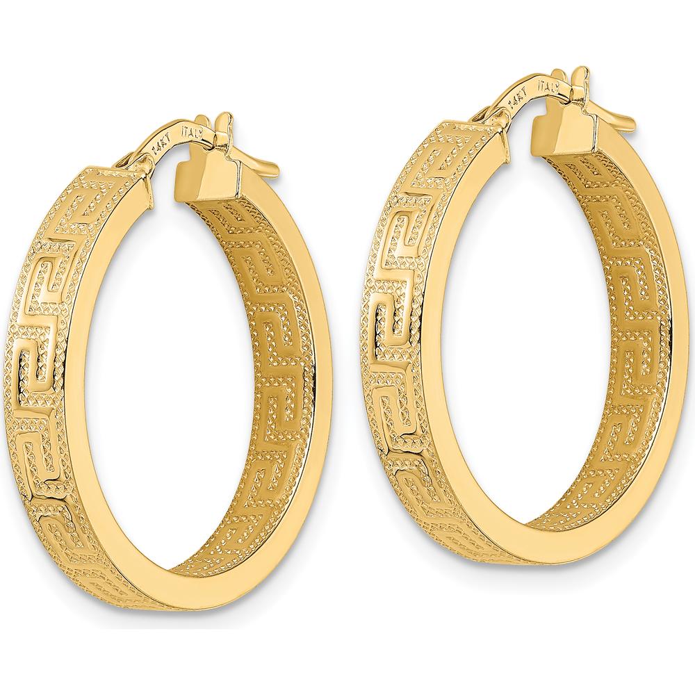 14K Yellow Gold Polished Hoop Earrings - 24.25mm Length, 4mm Thickness by 0