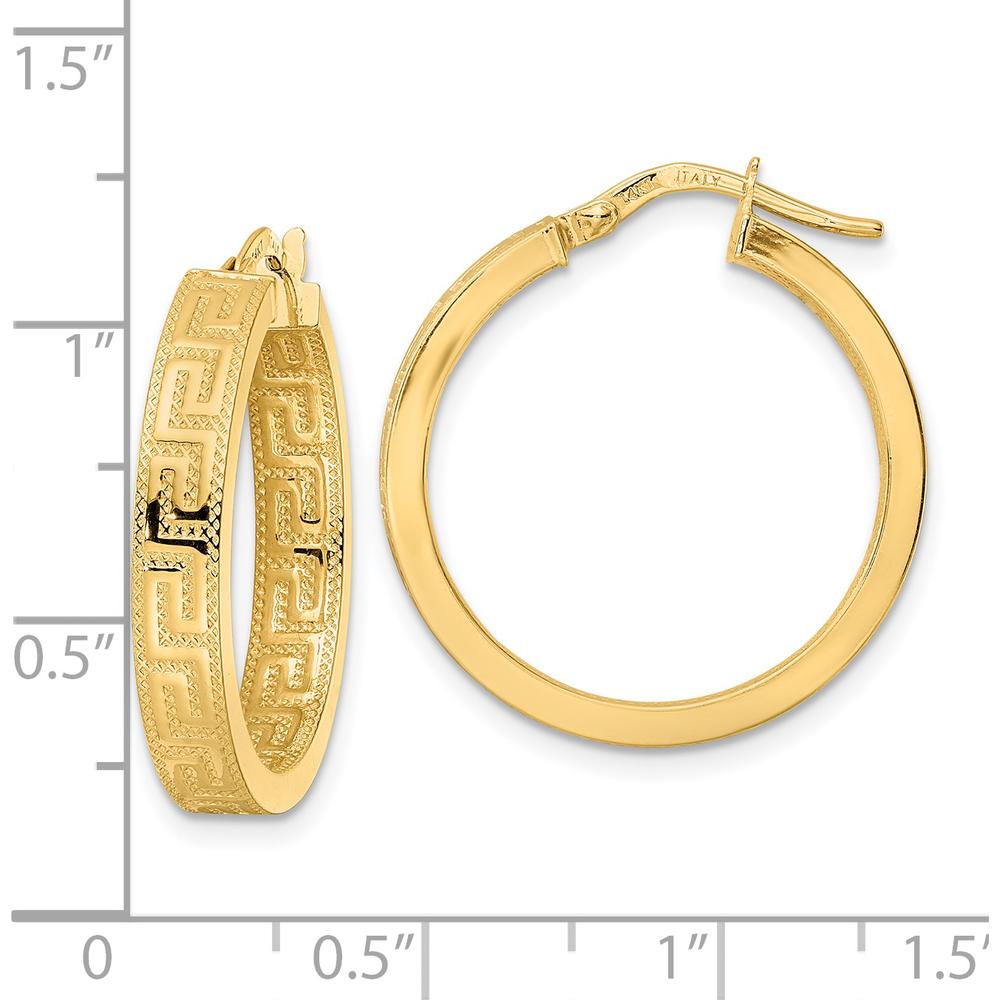 14K Yellow Gold Polished Hoop Earrings - 24.25mm Length, 4mm Thickness by 0
