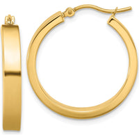 14K Yellow Gold Polished Hoop Earrings - 25mm Length, 4mm Thickness by 0