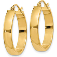 14K Yellow Gold Polished Hoop Earrings - 25mm Length, 4mm Thickness by 0