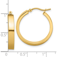 14K Yellow Gold Polished Hoop Earrings - 25mm Length, 4mm Thickness by 0