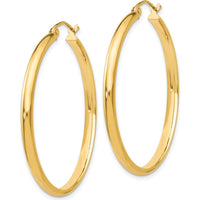 14K Yellow Gold Polished Hoop Earrings - 37mm Diameter, 2.75mm Thickness by 0