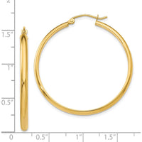 14K Yellow Gold Polished Hoop Earrings - 37mm Diameter, 2.75mm Thickness by 0