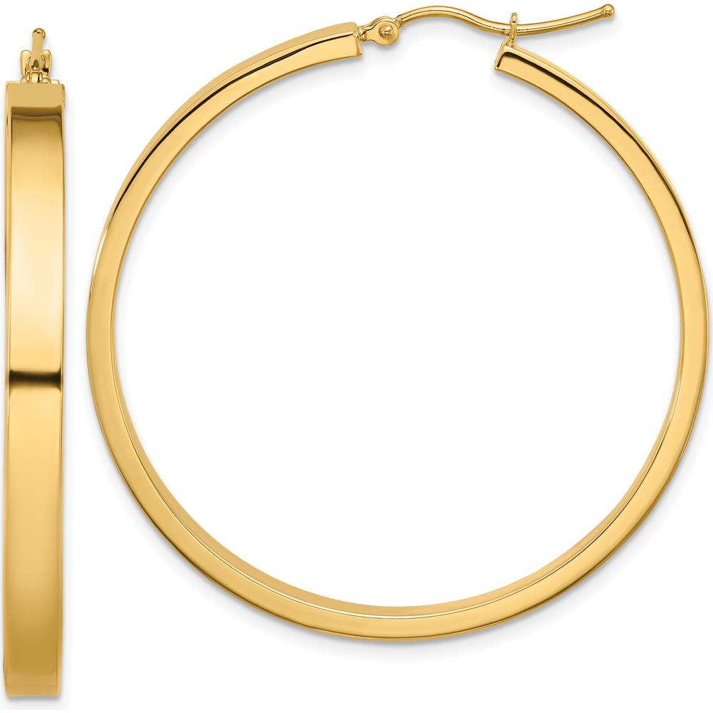 14K Yellow Gold Polished Hoop Earrings - 45mm Length by 0
