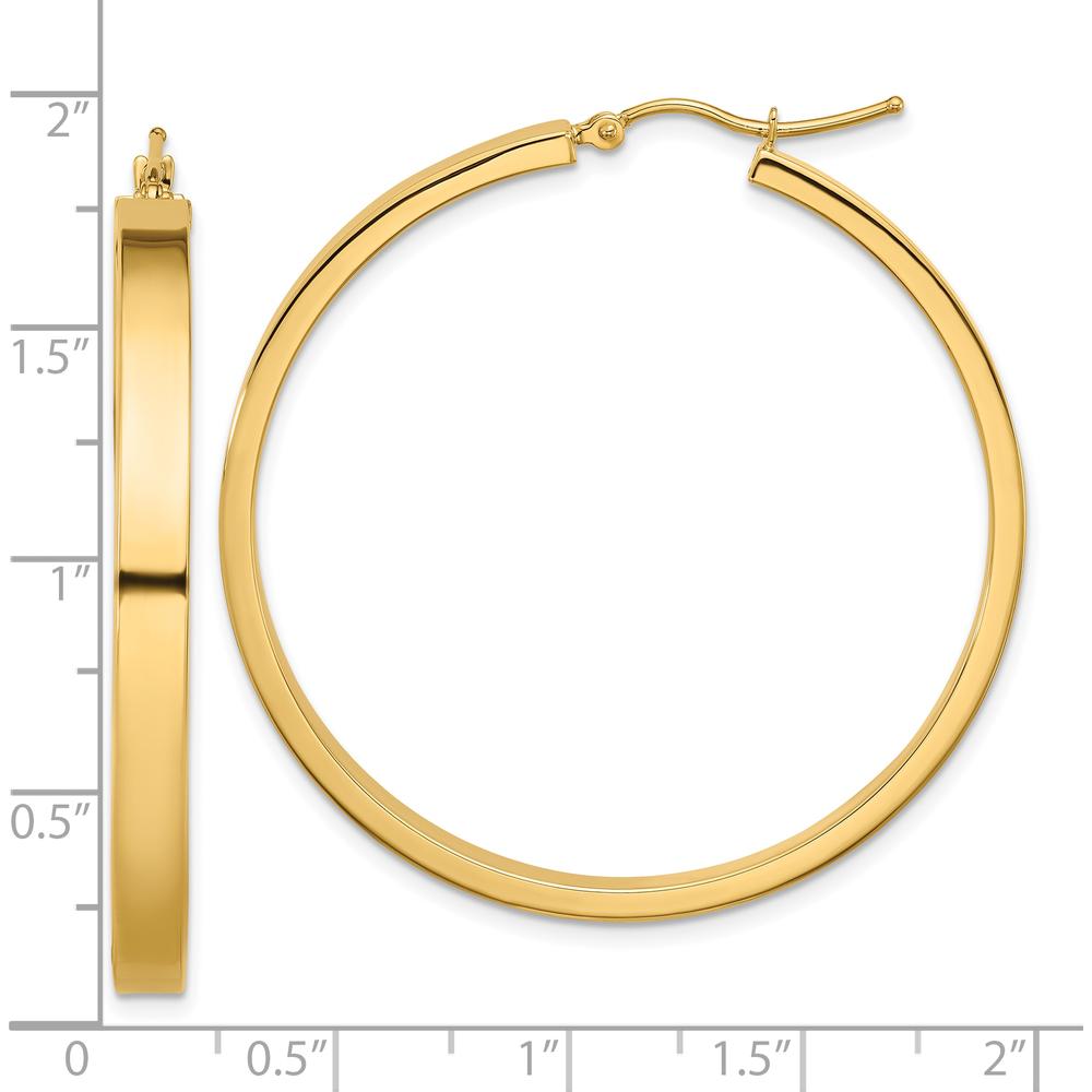 14K Yellow Gold Polished Hoop Earrings - 45mm Length by 0