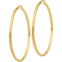 14K Yellow Gold Polished Hoop Earrings - 65mm Length by 0