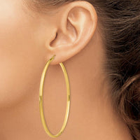 14K Yellow Gold Polished Hoop Earrings - 65mm Length by 0