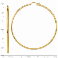 14K Yellow Gold Polished Hoop Earrings - 65mm Length by 0