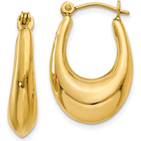 14K Yellow Gold Polished Hoop Earrings - 9mm Length, 5mm Width, Shrimp Style Closure by 0