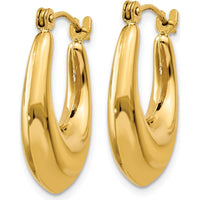 14K Yellow Gold Polished Hoop Earrings - 9mm Length, 5mm Width, Shrimp Style Closure by 0