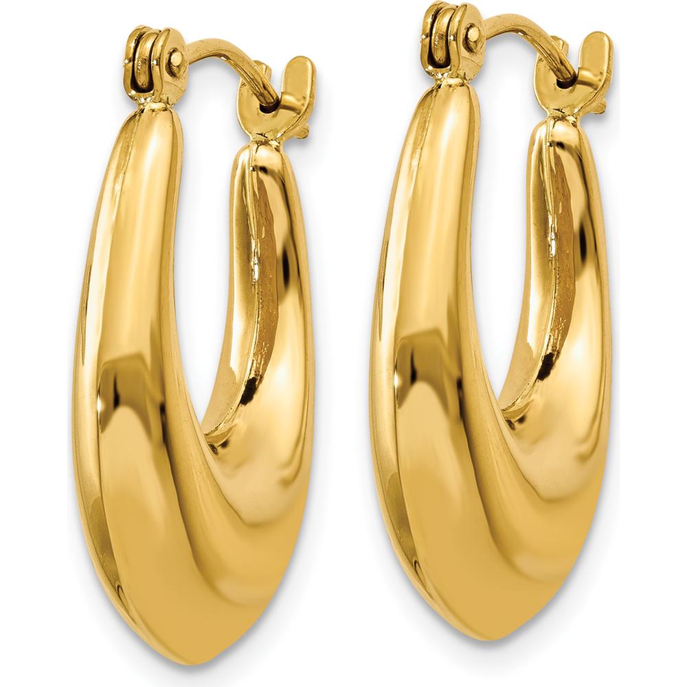 14K Yellow Gold Polished Hoop Earrings - 9mm Length, 5mm Width, Shrimp Style Closure by 0