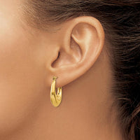 14K Yellow Gold Polished Hoop Earrings - 9mm Length, 5mm Width, Shrimp Style Closure by 0