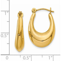 14K Yellow Gold Polished Hoop Earrings - 9mm Length, 5mm Width, Shrimp Style Closure by 0