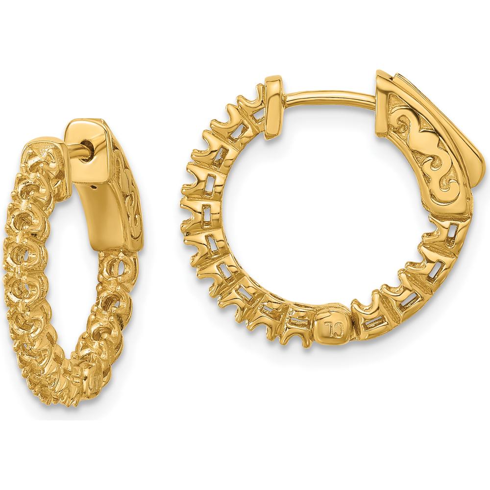 14K Yellow Gold Polished Hoop Earrings with Post and Lock Closure - 0.62 Carat Total Weight by Oro Pregiato