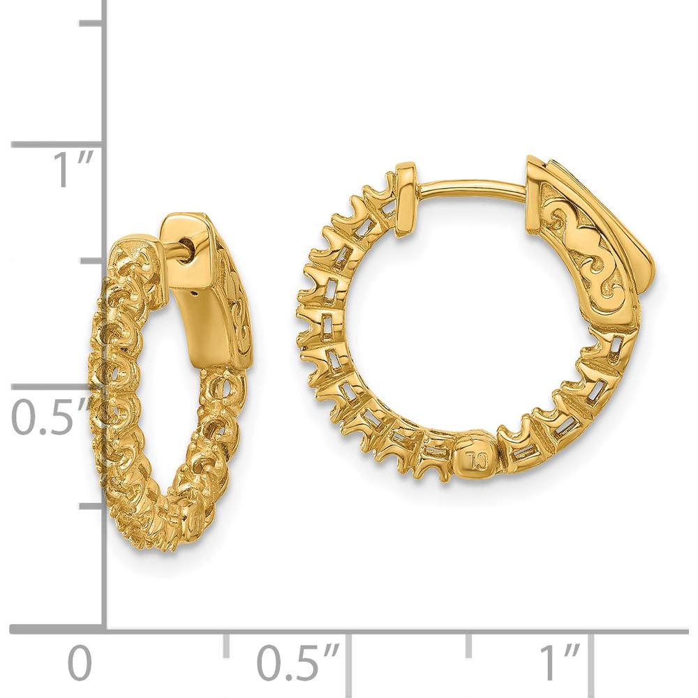 14K Yellow Gold Polished Hoop Earrings with Post and Lock Closure - 0.62 Carat Total Weight by Oro Pregiato