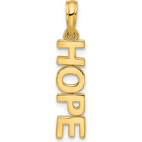 14K Yellow Gold Polished "HOPE" Pendant - Inspirational Jewelry by Oro Pregiato