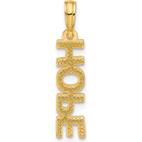 14K Yellow Gold Polished "HOPE" Pendant - Inspirational Jewelry by Oro Pregiato