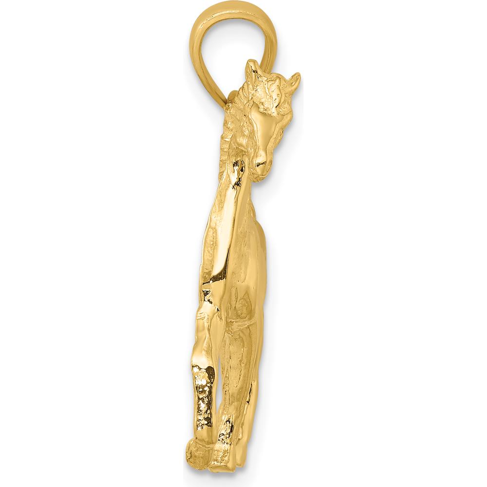 14K Yellow Gold Polished Horse Charm Pendant - Equestrian Inspired Elegance by Oro Pregiato