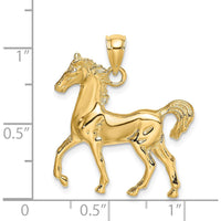 14K Yellow Gold Polished Horse Charm Pendant - Equestrian Inspired Elegance by Oro Pregiato