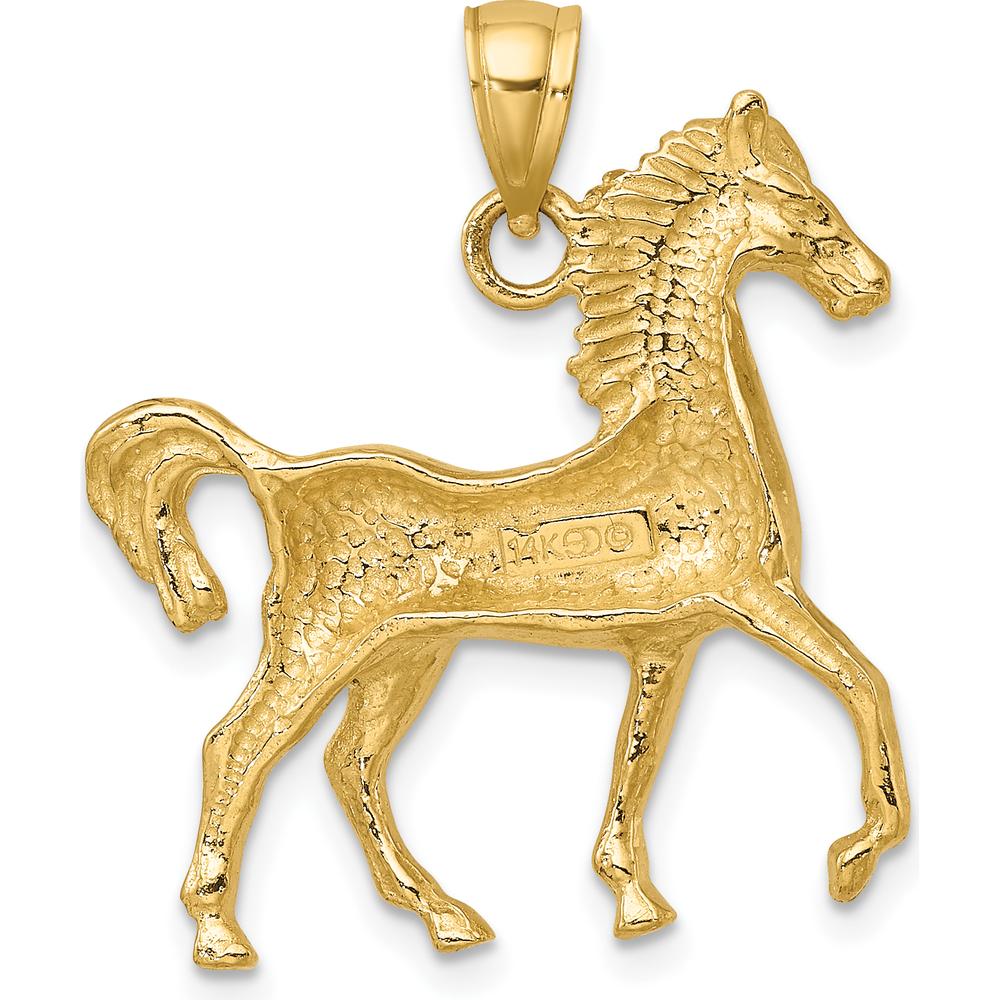 14K Yellow Gold Polished Horse Charm Pendant - Equestrian Inspired Elegance by Oro Pregiato