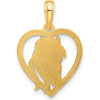 14K Yellow Gold Polished Horse Head in Heart Pendant - 22mm Length by Oro Pregiato