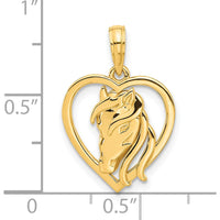 14K Yellow Gold Polished Horse Head in Heart Pendant - 22mm Length by Oro Pregiato
