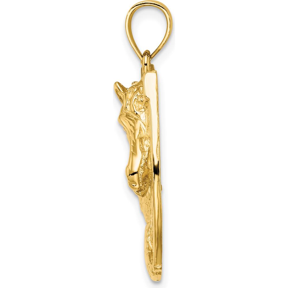 14K Yellow Gold Polished Horse Head In Horseshoe Charm - 30.8mm Length by Oro Pregiato