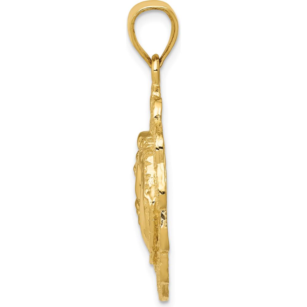14K Yellow Gold Polished Horse Head in Horseshoe Frame Pendant - 32mm Length by Oro Pregiato