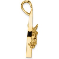 14K Yellow Gold Polished Horse Head in Stirrup Charm - 40.7mm Length by Oro Pregiato