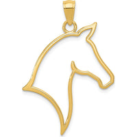 14K Yellow Gold Polished Horse Head Pendant - Reversible Design by Oro Pregiato