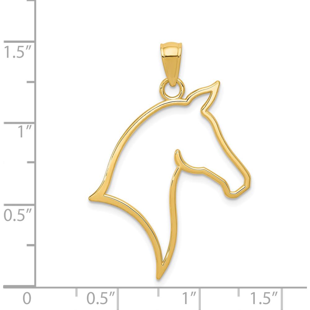 14K Yellow Gold Polished Horse Head Pendant - Reversible Design by Oro Pregiato