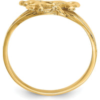 14K Yellow Gold Polished Horse Ring with Tapered Band - 10mm Top Length by Oro Pregiato