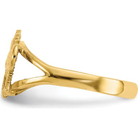 14K Yellow Gold Polished Horse Ring with Tapered Band - 10mm Top Length by Oro Pregiato
