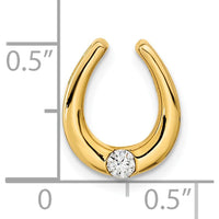 14K Yellow Gold Polished Horseshoe Pendant with Round Diamond - 0.07 Carat Diamond Weight by Oro Pregiato