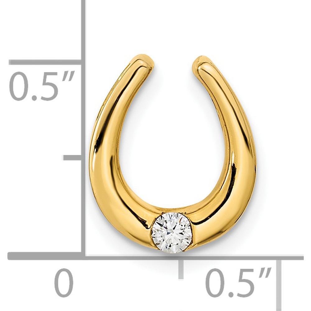 14K Yellow Gold Polished Horseshoe Pendant with Round Diamond - 0.07 Carat Diamond Weight by Oro Pregiato