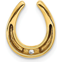 14K Yellow Gold Polished Horseshoe Pendant with Round Diamond - 0.07 Carat Diamond Weight by Oro Pregiato