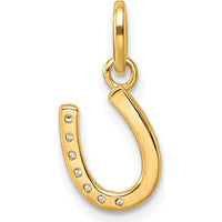 14K Yellow Gold Polished Horseshoe Pendant with Round Diamonds - 0.5 Carat Total Diamond Weight by Oro Pregiato