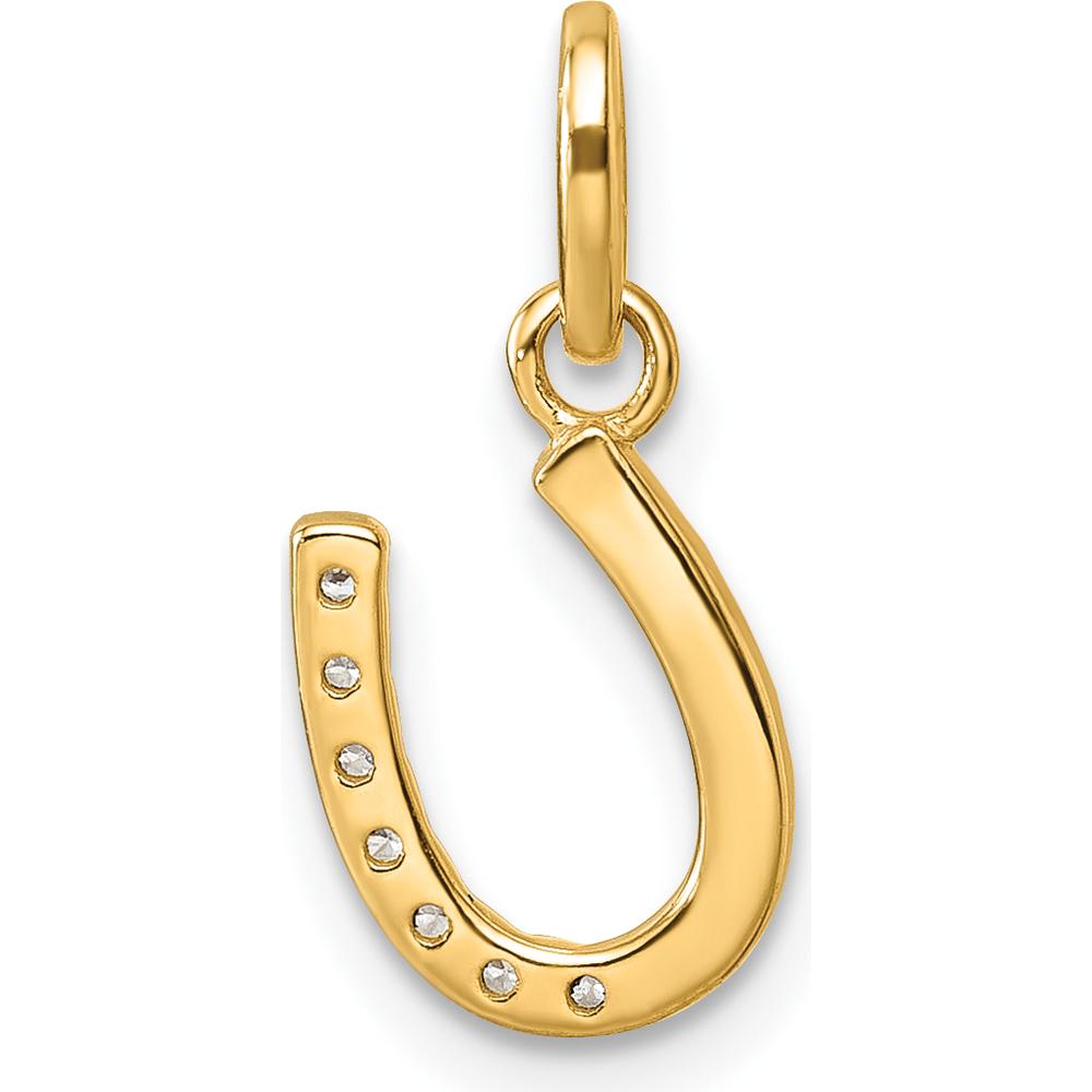 14K Yellow Gold Polished Horseshoe Pendant with Round Diamonds - 0.5 Carat Total Diamond Weight by Oro Pregiato