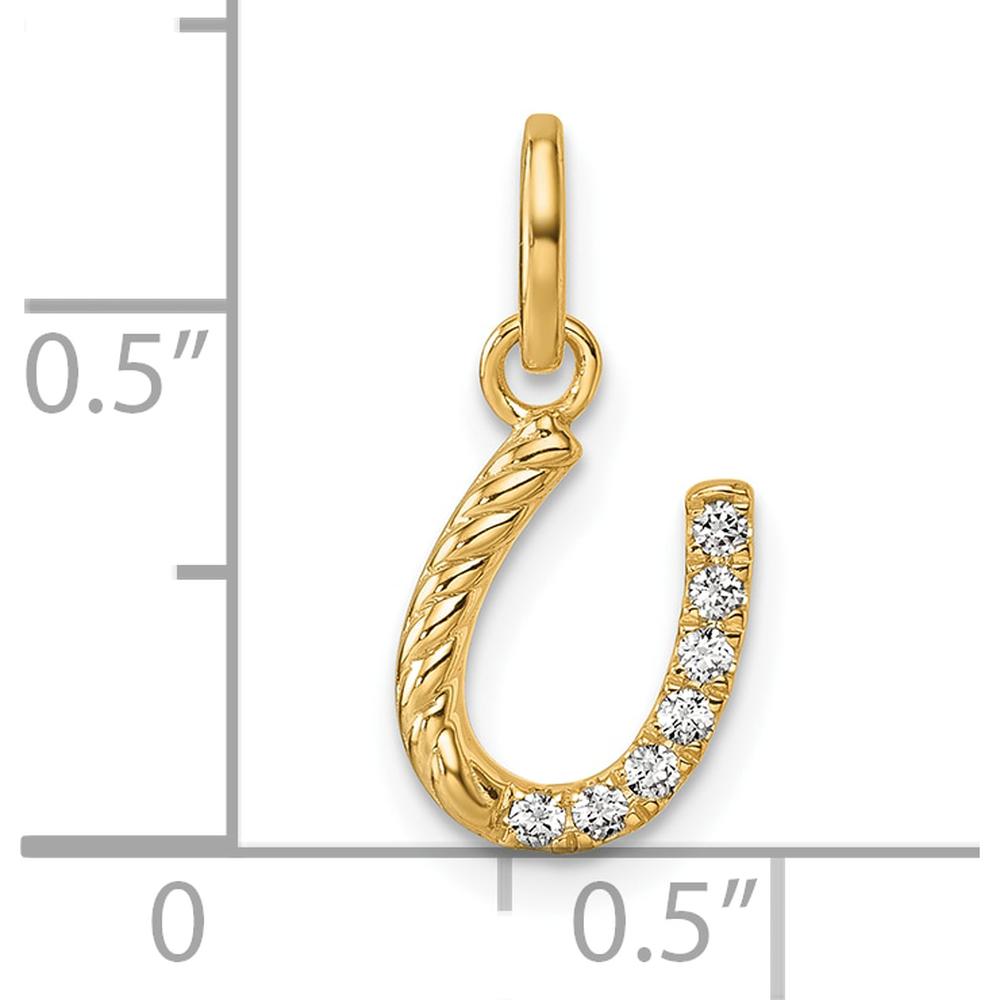14K Yellow Gold Polished Horseshoe Pendant with Round Diamonds - 0.5 Carat Total Diamond Weight by Oro Pregiato