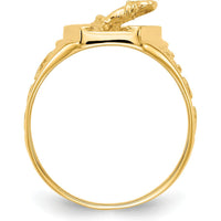14K Yellow Gold Polished Horseshoe Ring with Sculpted Horse Head - Men's Jewelry by 0